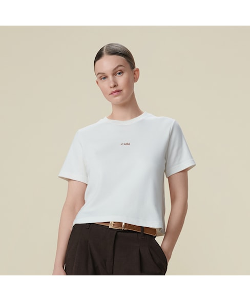 Lois Cherry Tee off white brown logo