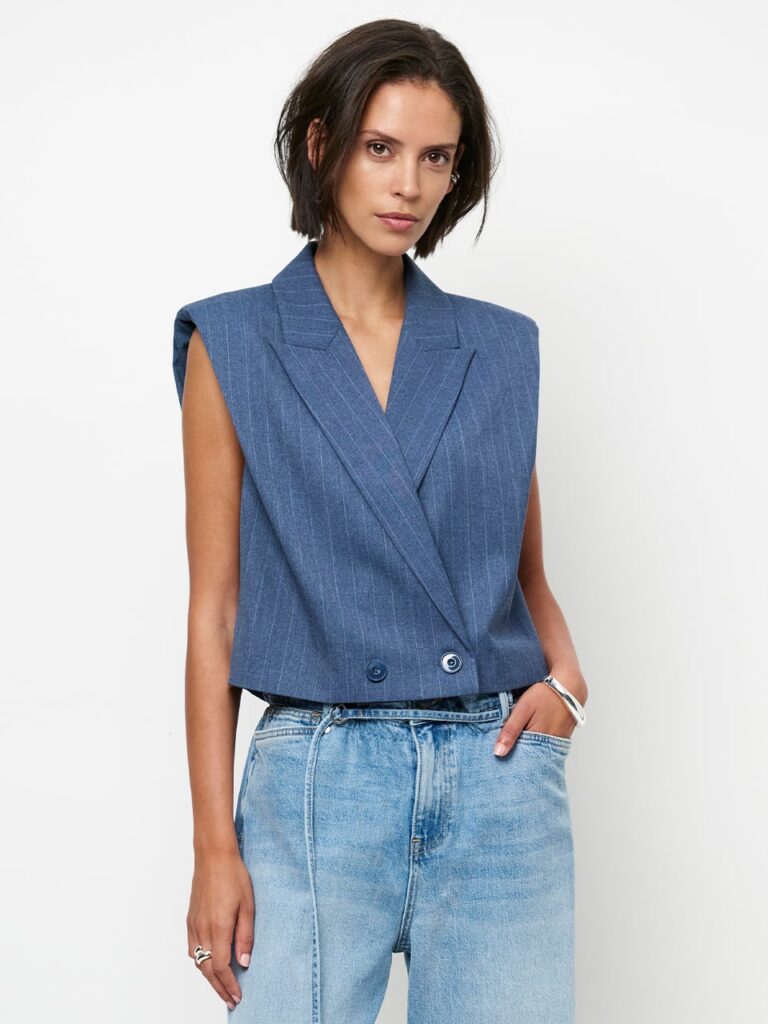 Dante6 Jarod pinstripe gilet Steel Blue