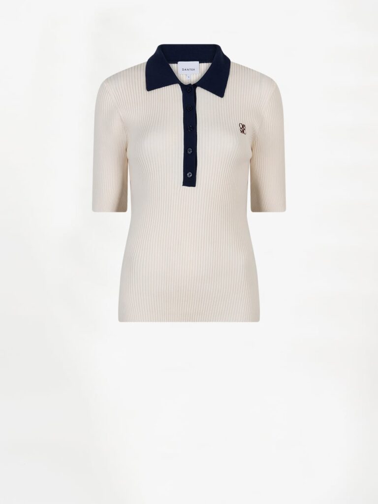 Dante6 knitted polo Byra cream