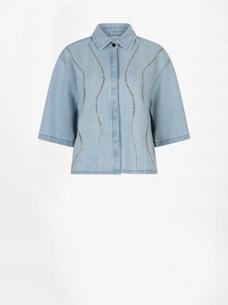 Dante6 Zofia embellished denim shirt Light washed blue