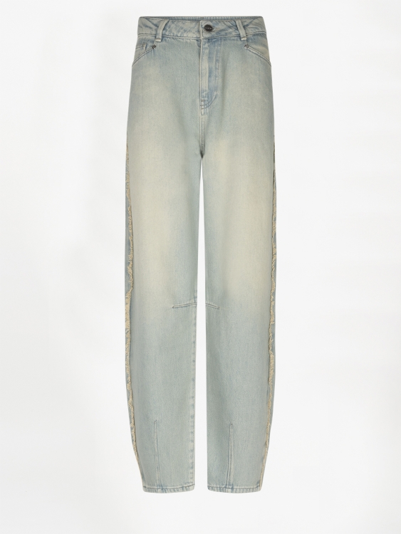 Dante6 Brave fringed barrel leg jeans Sunfaded denim