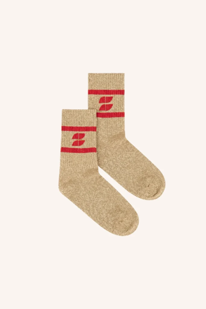 By-Bar socks Logo glitter oyster poppy red