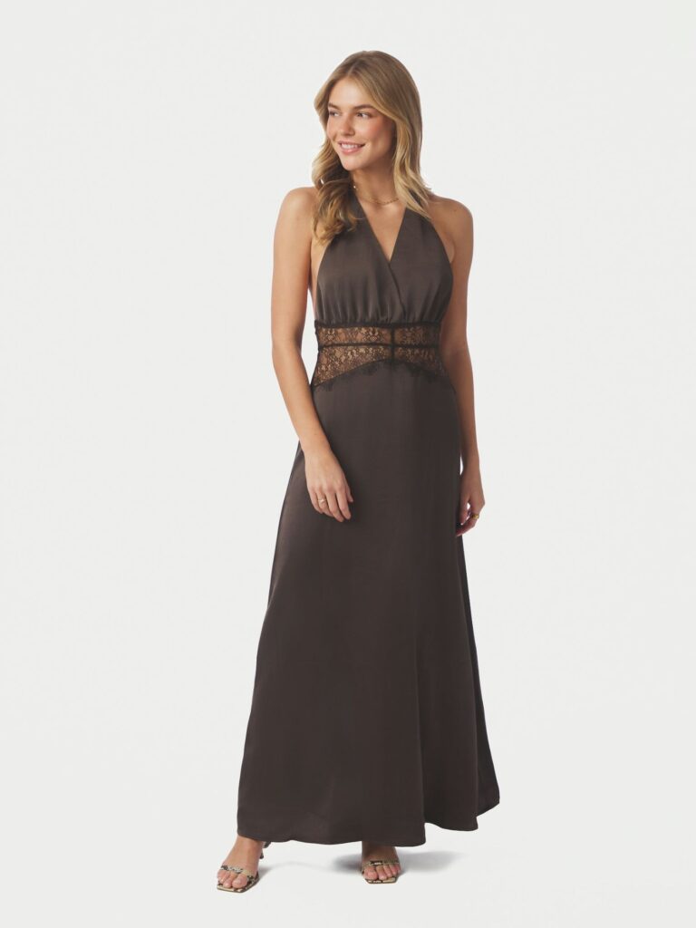 Neo Noir dress Jasine sateen dark brown