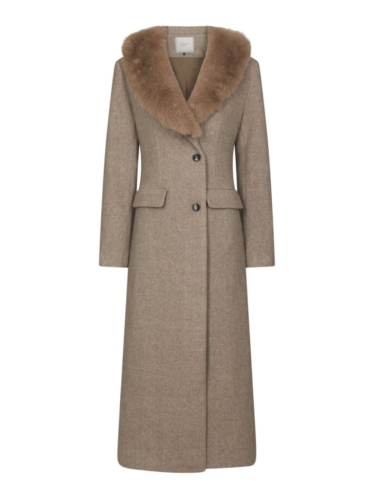 Corina Herringbone Twill coat Beige melange