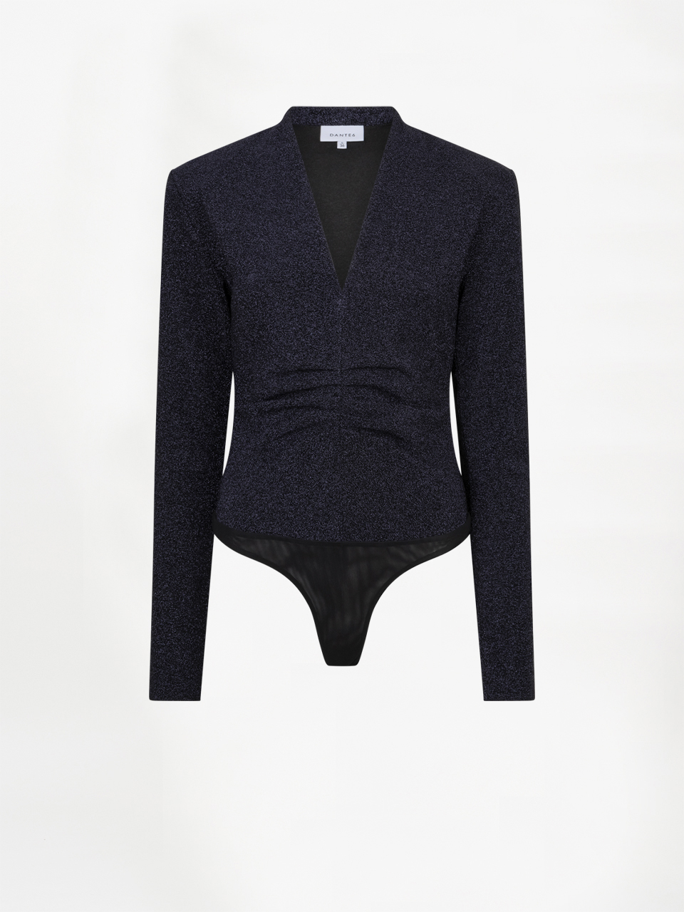Dante6 bodysuit top Healey V-neck lurex deep navy